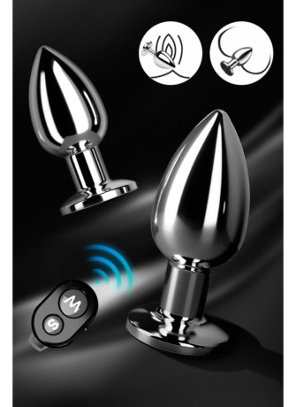 Plug vibrant acier inoxydable anal taille M avec télécommande, USB - RY-207-M